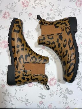 Hunter Leopard Print Ankle Rain Boots